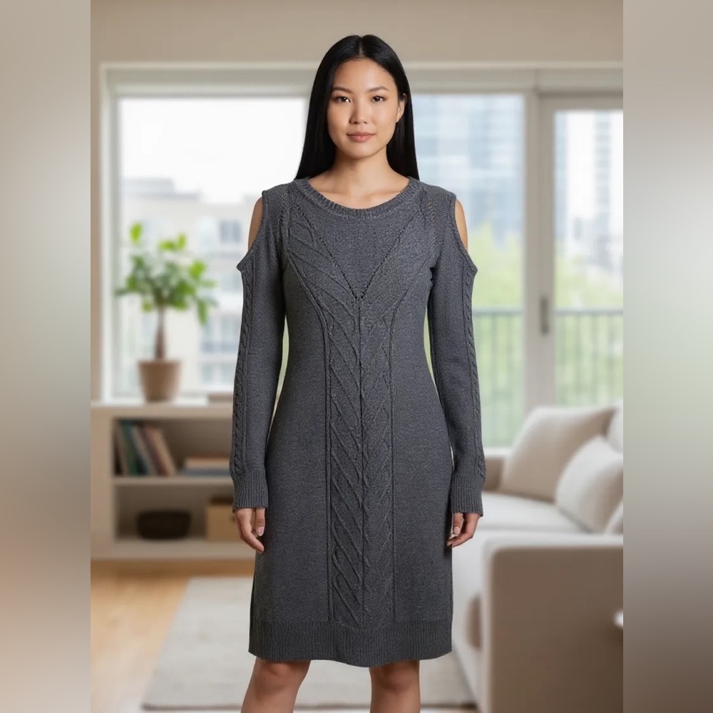 Banana Republic Factory Charcoal Cold Shoulder Dress NWOT